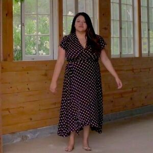 Christy Dawn The Autumn Wrap Midi Dress Women’s Size 1X Raven Bloom Floral Black